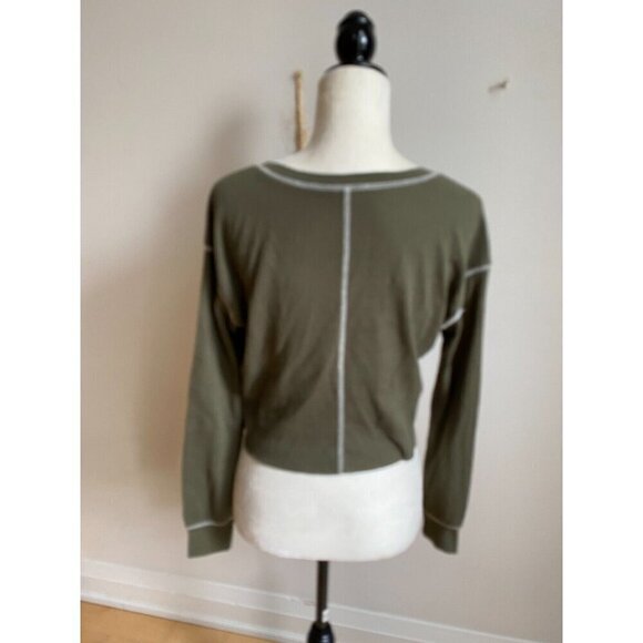 Bp thermal long sleeve BNWOT green top sz XSmall womens split neck - Picture 4 of 6
